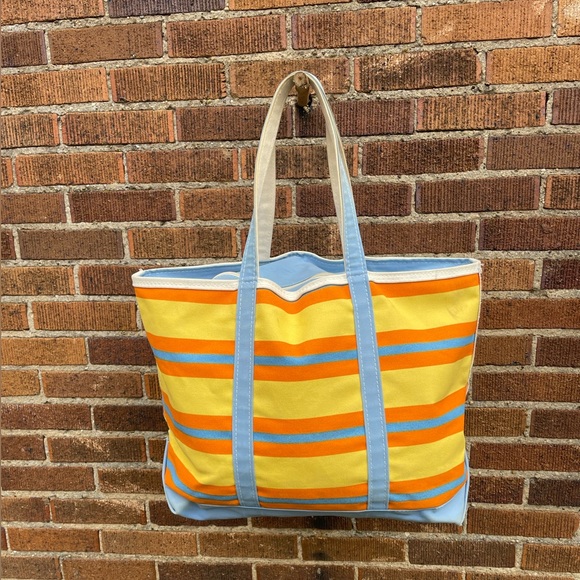 L.L. Bean Bags Vintage Ll Bean Boat Tote Bag Yellow Orange Stripes